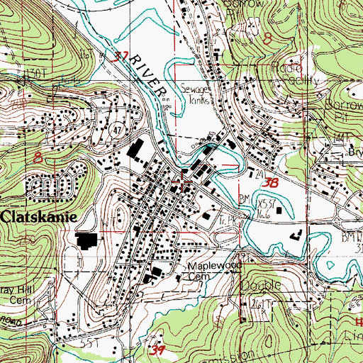 Topographic Map of Clatskanie Transit Center, OR