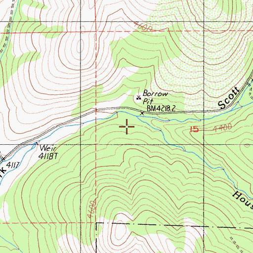 Topographic Map of Houston Creek, CA