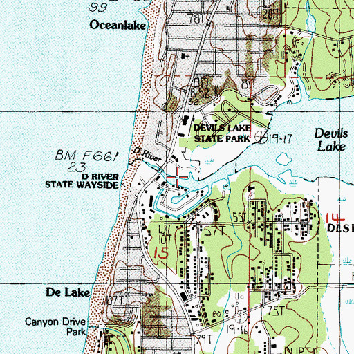 Topographic Map of Devils Lake State Park Boat Launch, OR