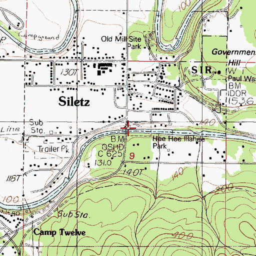 Topographic Map of Hee Hee Illahee, OR