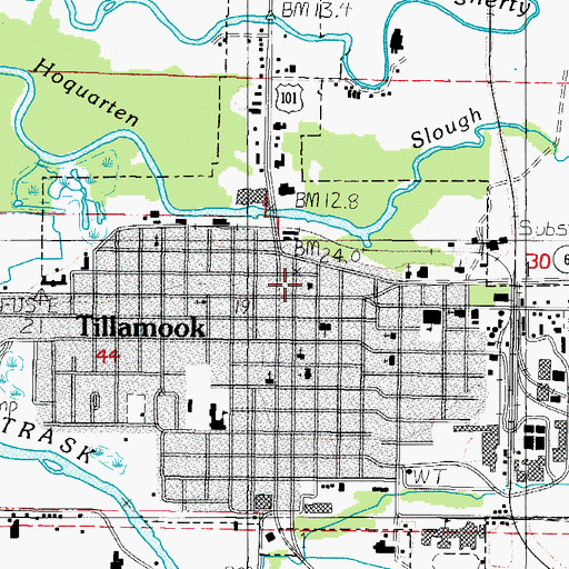 Topographic Map of Tillamook County TD Town Square Transit Center, OR
