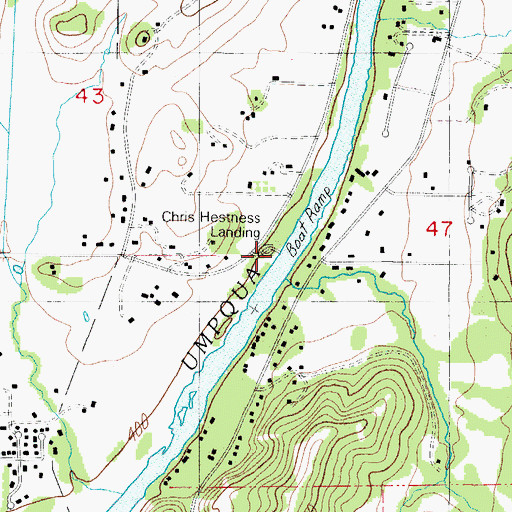 Topographic Map of Hestness Landing County Park Boat Ramp, OR