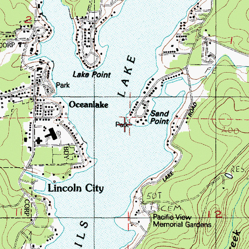 Topographic Map of Sand Point Boat Launch, OR