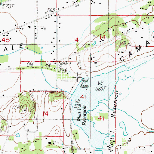 Topographic Map of Platt 1 Resevior Boat Ramp, OR