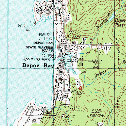 Topographic Map of Depoe Bay Harbor, OR