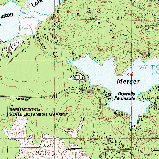 Topographic Map of Mercer Lake Resort Boat Ramp, OR