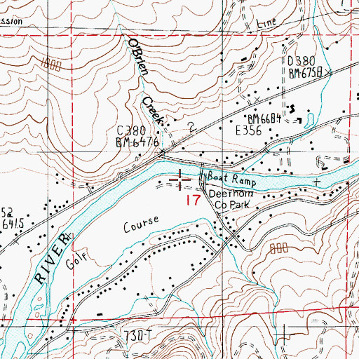 Topographic Map of Deerhorn Landing Boat Ramp, OR