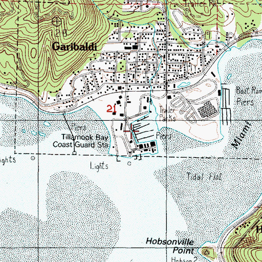 Topographic Map of Port of Garibaldi, OR