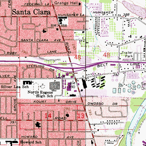 Topographic Map of Lane Transit District River Road Transit, OR