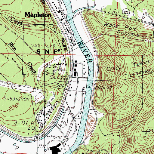 Topographic Map of Maple Lane Trailer Park and Marina, OR