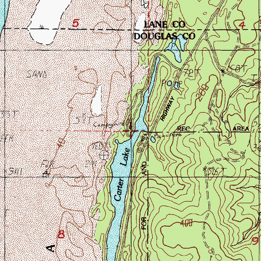 Topographic Map of East Cater Boat Ramp, OR