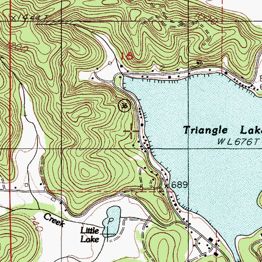 Topographic Map of Triangle Lake Landing Boat Ramp, OR
