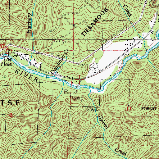 Topographic Map of Siskeyville County Pole Slide Drift Boat Launch, OR