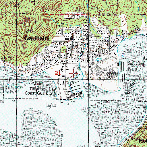 Topographic Map of Garibaldi Dry Dock, OR