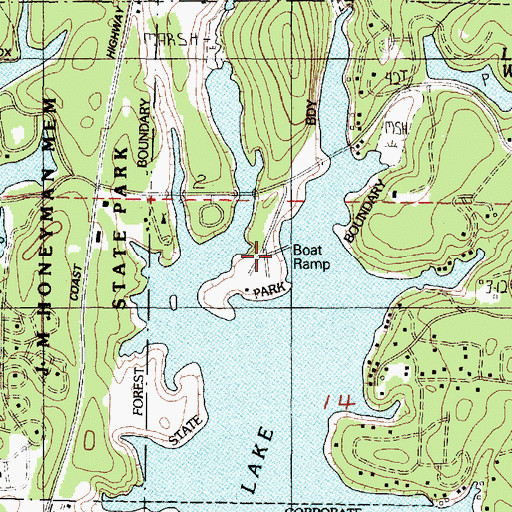 Topographic Map of Honeyman State Park Boat Ramp, OR