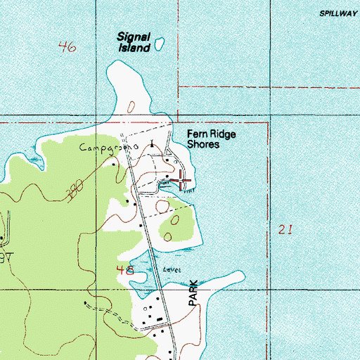 Topographic Map of Fern Ridge Shores RV Park Boat Ramp, OR