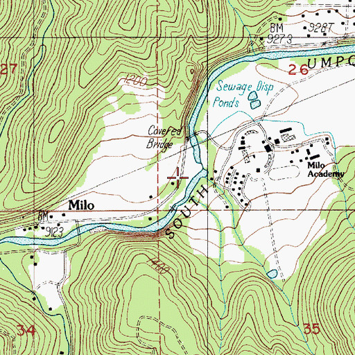Topographic Map of Milo Boat Launch, OR