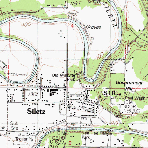 Topographic Map of Mill Park Boat Launch, OR