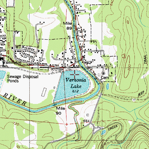Topographic Map of Vernonia Lake City Park Dock East, OR