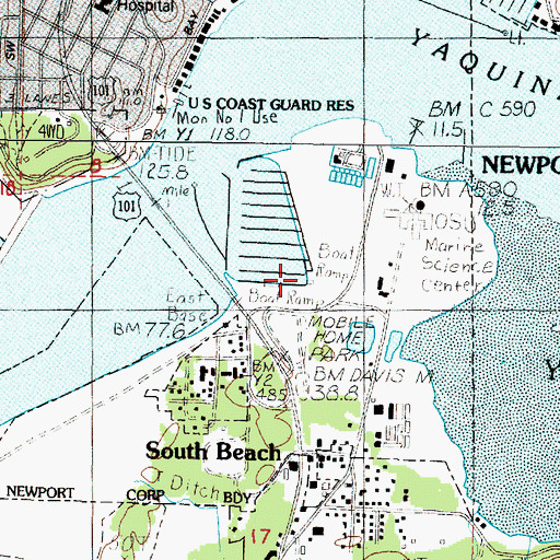 Topographic Map of Port of Newport Marina and RV Park Boat Ramp South, OR