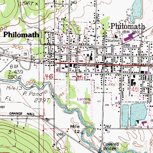 Topographic Map of Philomath Connection Bus Stop Philomath Library, OR