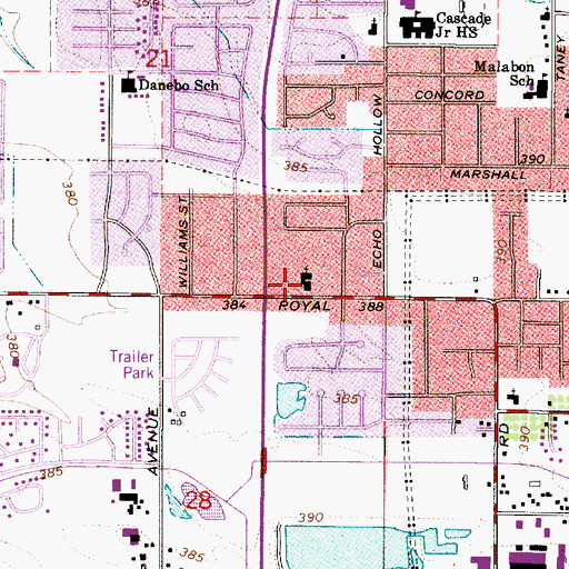 Topographic Map of Lane Transit District Park and Ride, OR