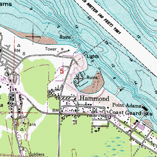 Topographic Map of Hammond Marina, OR