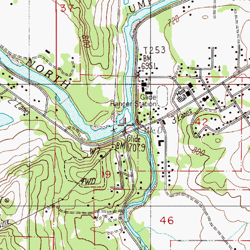 Topographic Map of Colliding Rivers County Park Boat Ramp, OR