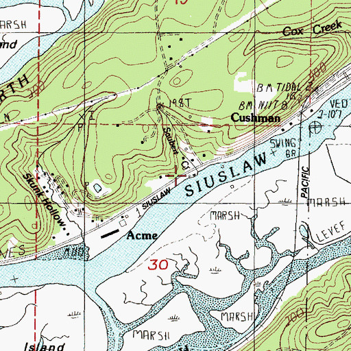 Topographic Map of Siuslaw Marina, OR