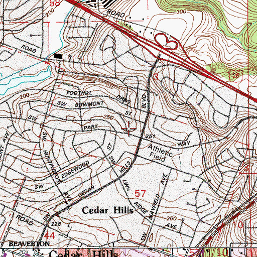 Topographic Map of Cedar Hills United Church of Christ Park and Ride, OR