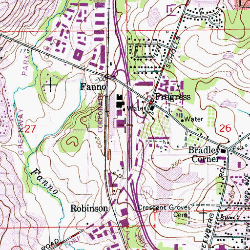 Topographic Map of Progress Park and Ride, OR