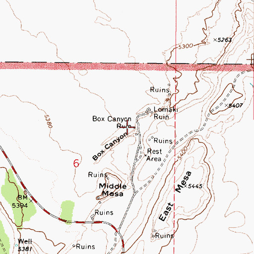 Topographic Map of Box Canyon Pueblo (historical), AZ