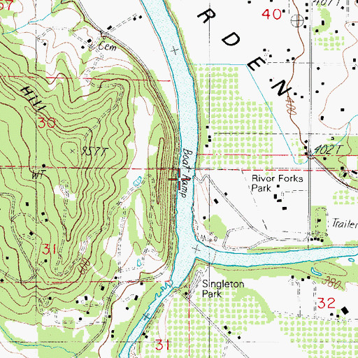 Topographic Map of River Forks County Park Boat Ramp, OR