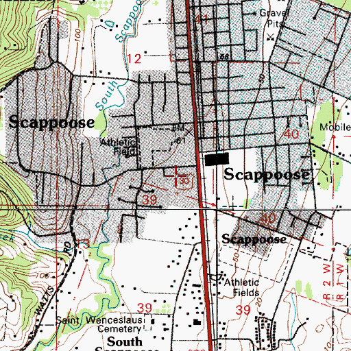 Topographic Map of Columbia County Rider Chinook Plaza Park and Ride, OR