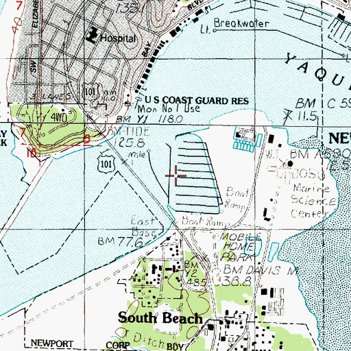 Topographic Map of Port of Newport Marina and RV Park, OR