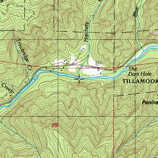 Topographic Map of Lower Peninsula / Last Chance, OR