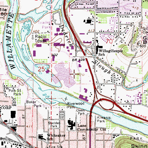 Topographic Map of Lane Transit District Park and Ride, OR