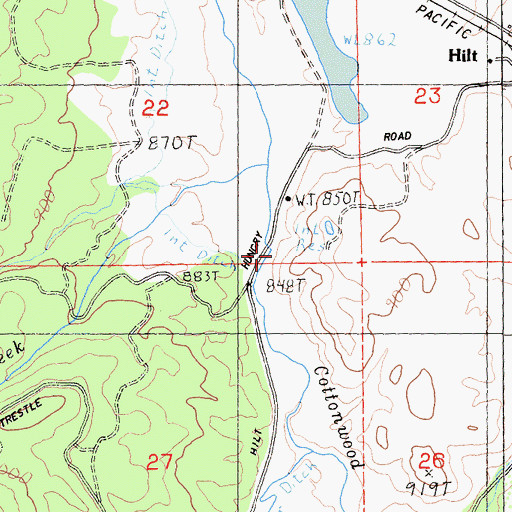 Topographic Map of Hunts Creek, CA