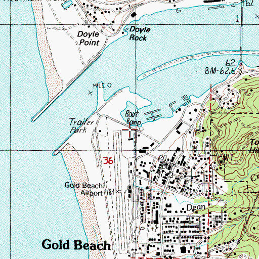 Topographic Map of Port of Gold Beach Boat Ramp, OR