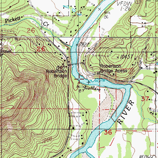Topographic Map of Robertson Bridge Boat Ramp, OR