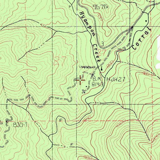 Topographic Map of Hyampom Creek, CA