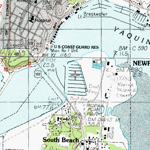Topographic Map of Port of Newport Marina and RV Park Boat Ramp North, OR