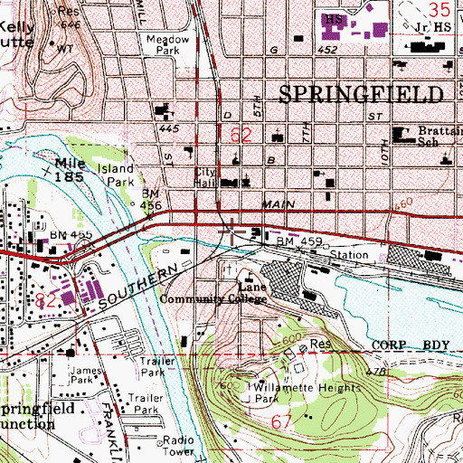 Topographic Map of Lane Transit District Park and Ride, OR