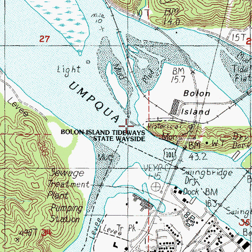 Topographic Map of Bolon Island State Park Boat Ramp, OR