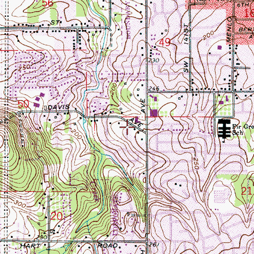 Topographic Map of Seventh  Day Adventist Church of Beaverton Park and Ride, OR
