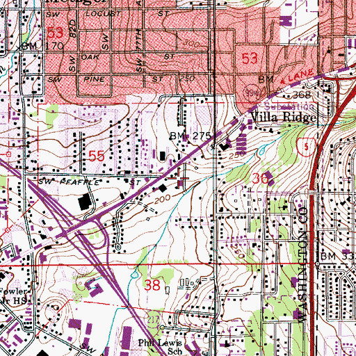 Topographic Map of Tigard Park and Ride, OR