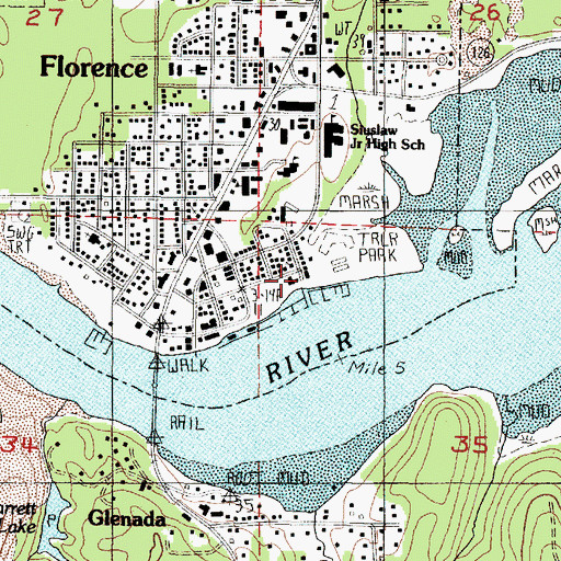 Topographic Map of Port of Siuslaw Marina Florence City Dock, OR