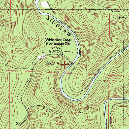 Topographic Map of Whittaker Creek Timber Pole Slide, OR