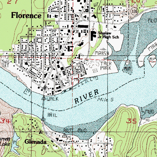 Topographic Map of Florence City Dock and Ramp, OR