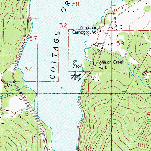 Topographic Map of Wilson Creek Boat Ramp, OR